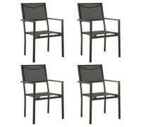 4x Garden Chairs Textilene & Steel Black&Anthracite Patio Dining Chair vidaXL