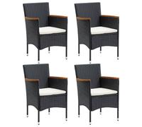 vidaXL Garden Dining Chairs 4 pcs Poly Rattan Black