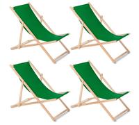 4x Garden Lounger Beach Lounger Wooden Green