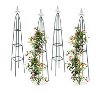 4x Garden Trellis Obelisk Column Growth Frame Pointy 2m Climbing Plant Support