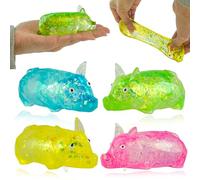 4x Glitz Pig Stress Balls 10cm - Squishy Fidget Toys for Kids Adults, Water Beads Filled, Best for Anxiety Relief, Class Gifts, Xmas Party Squeezy Fun