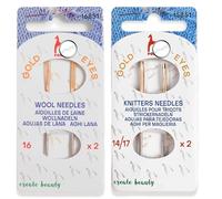 4X Gold Eye Sewing Needles for Knitters, Pony Size 14, 16, 17, for Use with Wool, Yarns and Thicker Threads - Bundled by GetInStyle Shop