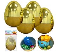 4X Golden Easter Eggs 10cm - Fillable Jumbo Eggs Empty, Large Surprise Eggs for Easter Hunt Games, Party Favor Fillers Basket Stuffers for Easter Party