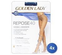 4x Golden Lady Elasticated Resting Tights 40 Den Black Xl
