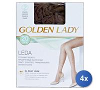 4x Golden Lady Sheer Tights Leda 20 Den Black 2 Pairs Size 2