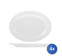 4x H&H Oval Dorique Porcelain Plates, White, 33 cm Oval Shape