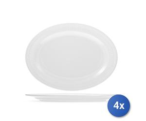4x H&H Oval Dorique Porcelain Plates, White, 33 cm Oval Shape