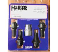 4X H&R Wheel Locks Ball Type M14X1.50X27 B1452703KEY4 Ball R13 Black