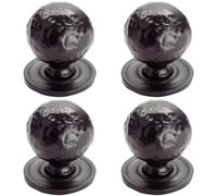 4x Hammered Ball Cupboard Door Knob 33mm Diameter Black Antique Cabinet Handle