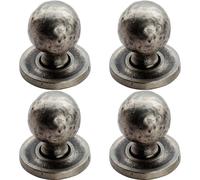 4x Hammered Ball Cupboard Door Knob 33mm Diameter Pewter Cabinet Handle
