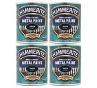 4X Hammerite Satin Black Paint 750ml Direct to Rust Metal Paints