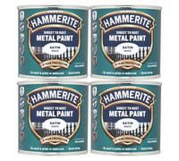 4X Hammerite Satin White Direct to Rust Metal Paint 250ml