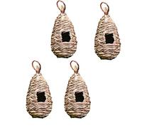 4X Handwoven Straw Bird Nest House Hatching Grass Cave for Parrots Birds Handmade Creative Shaped Durable Easy to Install