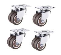 4X Heavy Duty Locking Swivel Rubber Caster Wheels With Brake,1.5''/2 In Twin Wheel Double Ball Silent Rolling 400KG Plate Universal Wheel for Trolley Bed Chair Table 1.5in