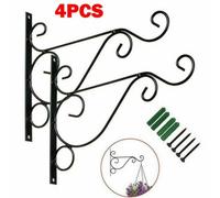 4X Heavy Duty Metal Hanging Basket Brackets Garden Plant Hanger Hook Wall Decor