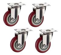 4x Heavy Duty No Noise Castor Wheels - 300kg Capacity Polyurethane Trolley Casters with Brake for Sofas, Toy Bins, Cabinets - 63mm/2.5in Swivel Design