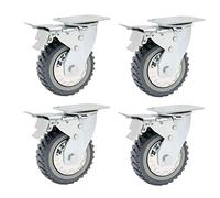 4x Heavy Duty Swivel Caster Wheels, 3100 Lbs Capacity with Safety Brake, Rubber Workbench & Transport Casters for Furniture, Equipment, Trolley - Durable Mobility Solution