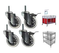 4X Heavy Duty Swivel Castors, 75mm Rubber Shaft Castors with Brake, Bolt M8x30mm, M10x30mm, M12x30mm, Trolley Furniture Wheels, 200kg Load Capacity (2 Braked+2 M10*30mm)