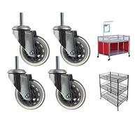 4x Heavy Duty Swivel Castors 75mm Rubber Wheels with Brake M8/M10/M12 Bolt Options 200kg Load Capacity Silent Trolley Wheels for Easy Movement
