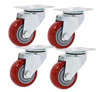 4x Heavy-Duty Swivel Castors with Double Bearings 75mm Polyurethane Furniture Wheels Replacement Plate Wheels for Trolleys and Carts Universal Fit