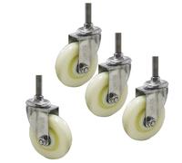 4X Heavy-Duty Swivel Furniture Caster Wheels with Brake, M12 Threaded Stem, Nylon, 400kg Load Capacity, Ideal for Trolleys and Heavy Equipment