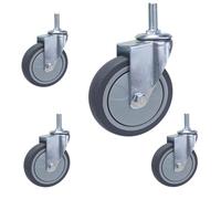 4X Heavy-Duty TPR Swivel Wheels with Safety Brake Threaded Stem Caster Wheels No Marks on Floors Ideal for Furniture and Shopping Carts Smooth Mobility