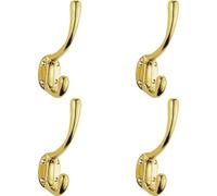 4X Heavyweight One Piece Hat & Coat Hook 76mm Projection Polished Brass