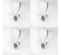 4x Heavyweight One Piece Hat & Coat Hook 76mm Projection Satin Chrome Loops Multi One Size