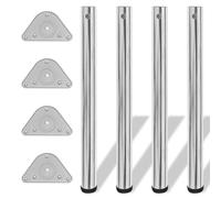 4x Height Adjustable Table Legs Chrome 710mm Worktop Desk Replacement vidaXL