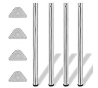 4x Height Adjustable Table Legs Chrome 870mm Worktop Desk Replacement vidaXL
