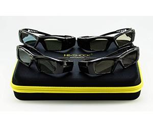 4x Hi-SHOCK DLP PRO Black Diamond DLP-Link Active Shutter 3D Glasses for all DLP 3D Projectors compatible with Acer, BenQ, Optoma, NEC, SIM2, Viewsonic, Infocus, LG 96-200 Hz - rechargeable - set