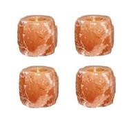 4x Himalayan Salt Candle Holders Handmade Natural Healing IONES Therapeutic 100% Pure Himalayan Pink Crystal Salt Lamp Fine Quality (Four Tea Light Candle Holder Himalyan Salt)