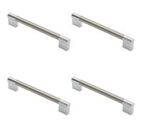 4x Keyhole Bar Pull Handle 172 x 14mm 160mm Fixing Centres Satin Nickel & Chrome