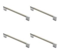 4x Keyhole Bar Pull Handle 204 x 14mm 192mm Fixing Centres Satin Nickel & Chrome