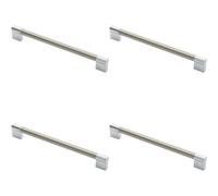 4x Keyhole Bar Pull Handle 236 x 14mm 224mm Fixing Centres Satin Nickel & Chrome