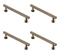 4x Knurled Bar Door Pull Handle 158 x 13mm 128mm Fixing Centres Antique Brass