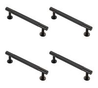 4x Knurled Bar Door Pull Handle 158 x 13mm 128mm Fixing Centres Matt Black