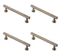 4x Knurled Bar Door Pull Handle 158 x 13mm 128mm Fixing Centres Satin Nickel