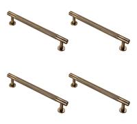 4x Knurled Bar Door Pull Handle 190 x 13mm 160mm Fixing Centres Antique Brass