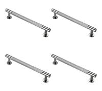 4x Knurled Bar Door Pull Handle 190 x 13mm 160mm Fixing Centres Chrome