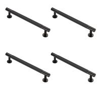 4x Knurled Bar Door Pull Handle 190 x 13mm 160mm Fixing Centres Matt Black