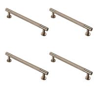 4x Knurled Bar Door Pull Handle 190 x 13mm 160mm Fixing Centres Satin Nickel