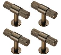 4x Knurled Cupboard T Shape Pull Handle 50 x 13mm Antique Brass Cabinet Handle