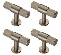 4x Knurled Cupboard T Shape Pull Handle 50 x 13mm Satin Nickel Cabinet Handle