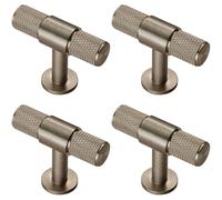 4x Knurled Cupboard T Shape Pull Handle 50 x 13mm Satin Nickel Cabinet Handle Loops Metallics One Size