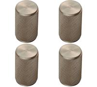 4x Knurled Cylindrical Cupboard Door Knob 18mm Dia Satin Nickel Cabinet Handle
