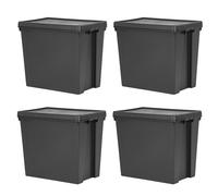 4x Large Black Storage Boxes With Lids Heavy Duty Recycled Plastic UK