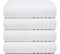 4X Large White Egyptian Cotton Bath Towels - 70x130 cm, 500GSM, Hotel-Quality, Ultra-Soft & Highly Absorbent (Set of 4)