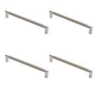 4x Larged Round Bar Mitred Door Handle 325 x 19mm Polished Chrome Satin Nickel
