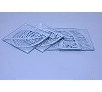 4x LEAF SHAPE COASTER NEW SET OF 4 GLITTER GLASS SILVER COASTERS Best Gift